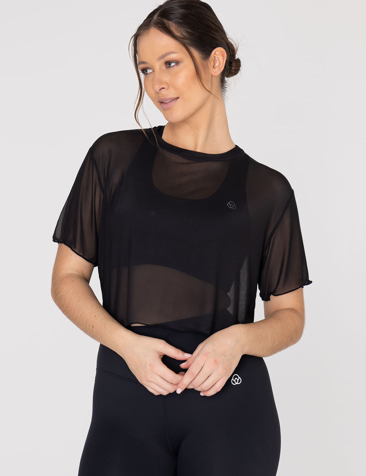 Polo Manga Corta Para Mujer Crop Demi Negro Bsoul