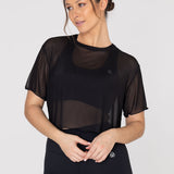 Polo Manga Corta Para Mujer Crop Demi Negro Bsoul