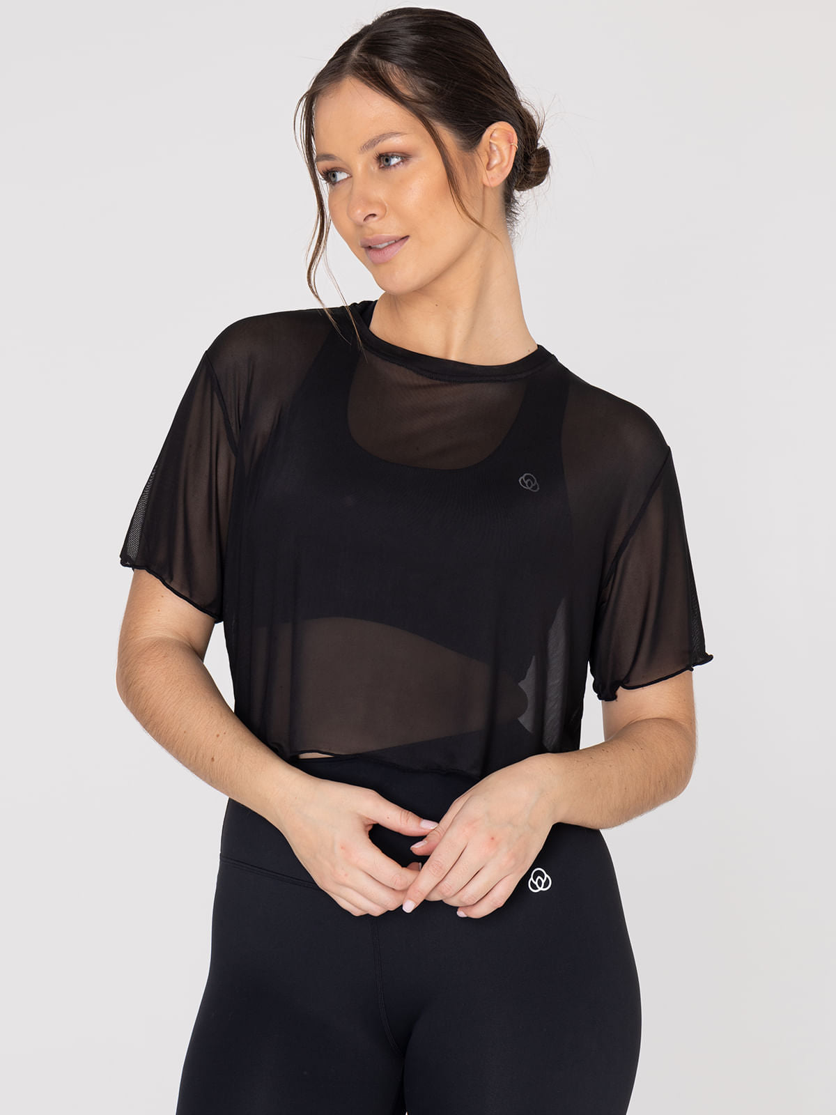 Polo Manga Corta Para Mujer Crop Demi Negro Bsoul
