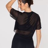 Polo Manga Corta Para Mujer Crop Demi Negro Bsoul