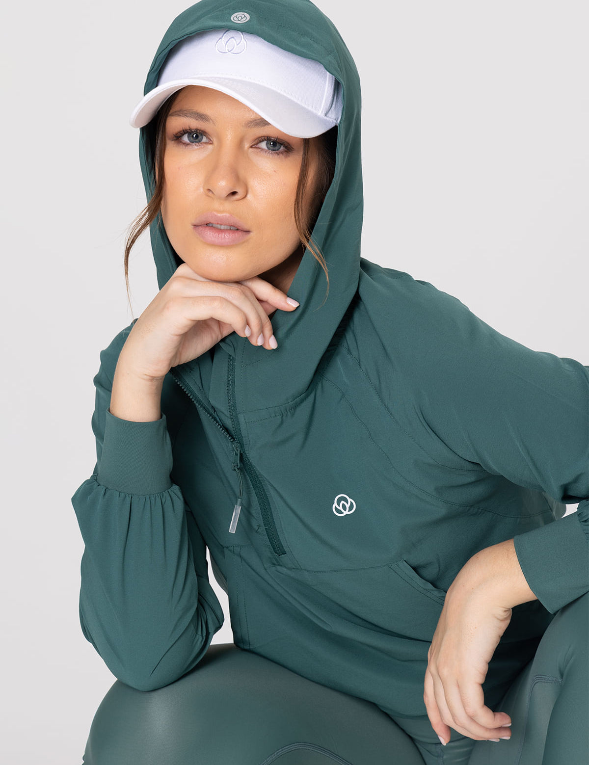 Hoodie Para Mujer  Half Zip Demi Verde Bsoul