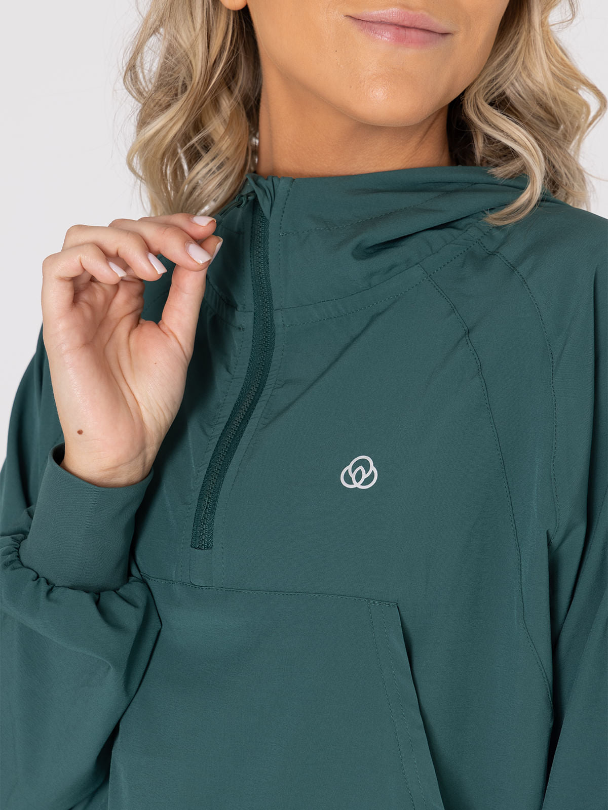 Hoodie Para Mujer  Half Zip Demi Verde Bsoul