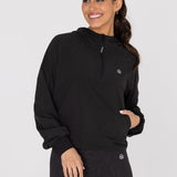 Hoodie Para Mujer  Half Zip Demi Negro Bsoul