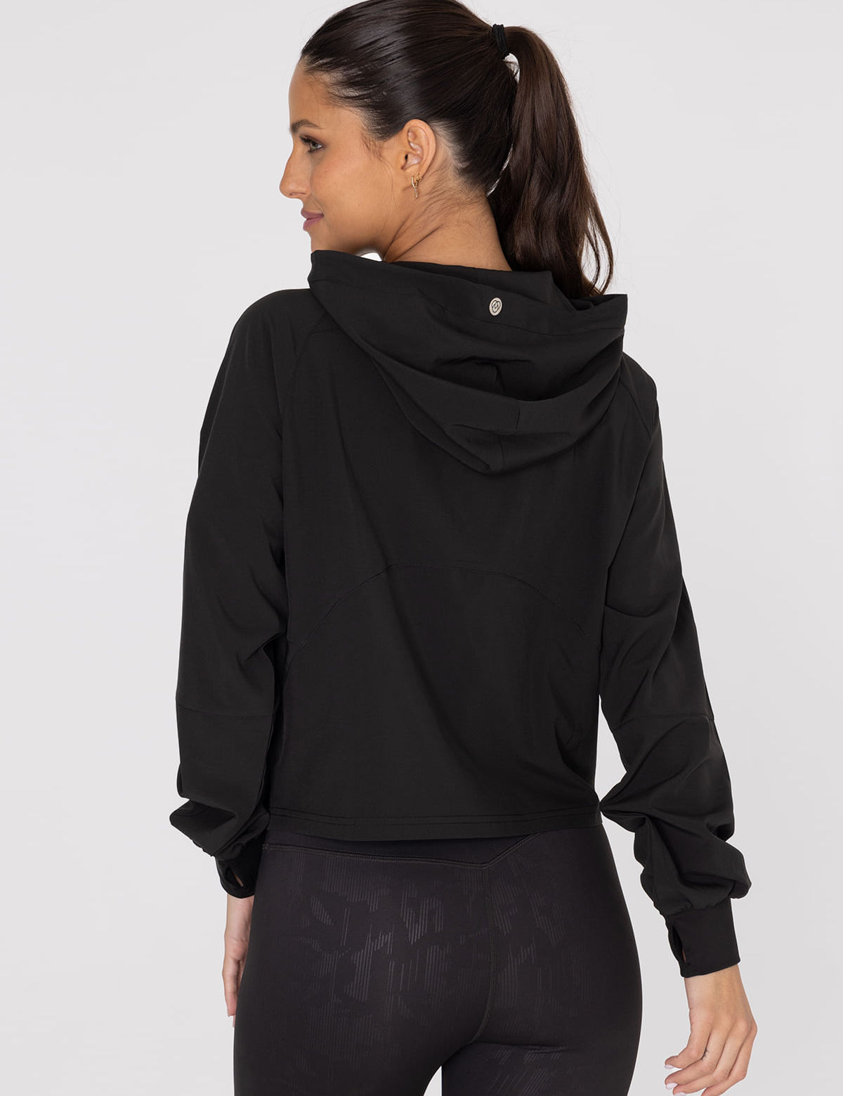 Hoodie Para Mujer  Half Zip Demi Negro Bsoul