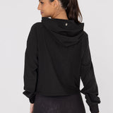 Hoodie Para Mujer  Half Zip Demi Negro Bsoul