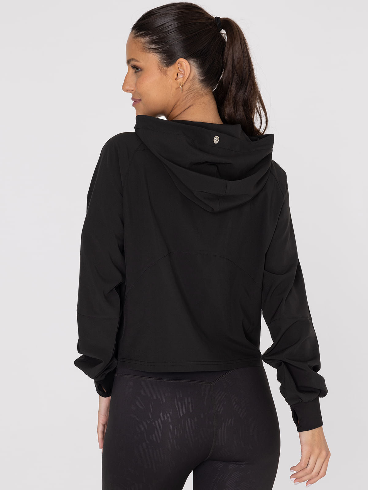 Hoodie Para Mujer  Half Zip Demi Negro Bsoul