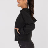 Hoodie Para Mujer  Half Zip Demi Negro Bsoul