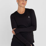 Polo Manga Larga Para Mujer First Layer Negro Bsoul