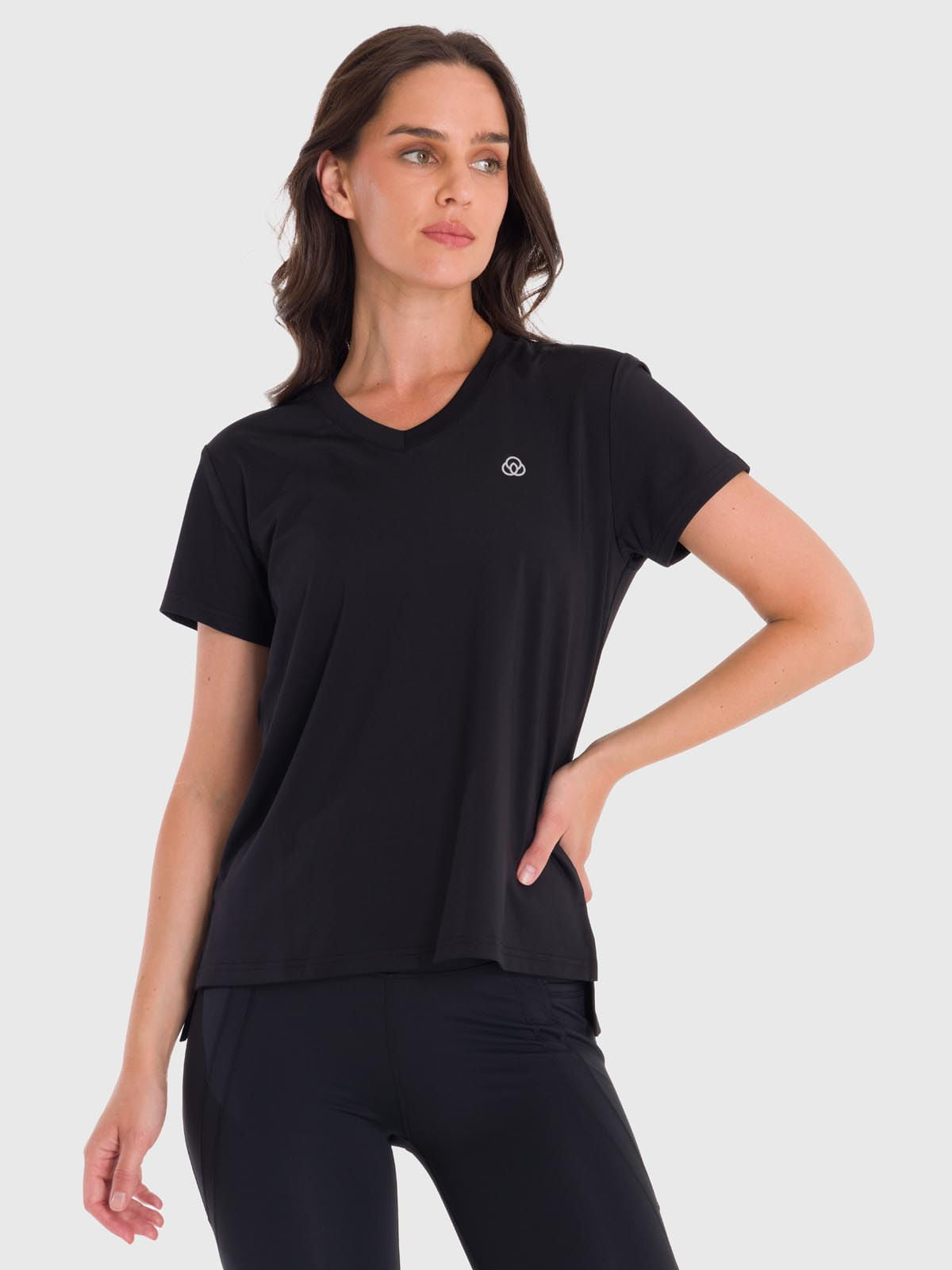 Polo Manga Corta Para Mujer V-Neck Negro Bsoul