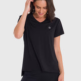 Polo Manga Corta Para Mujer V-Neck Negro Bsoul