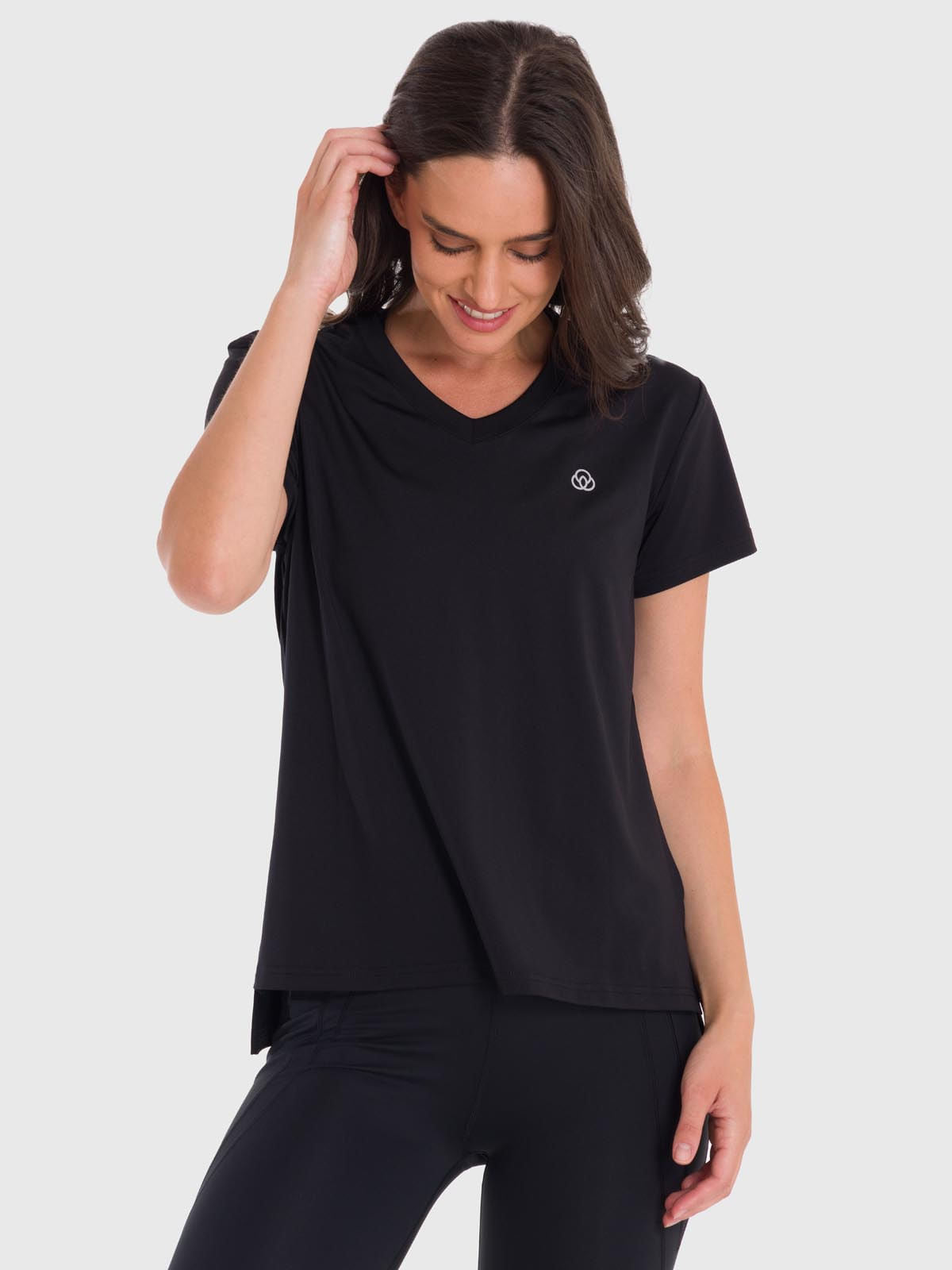 Polo Manga Corta Para Mujer V-Neck Negro Bsoul