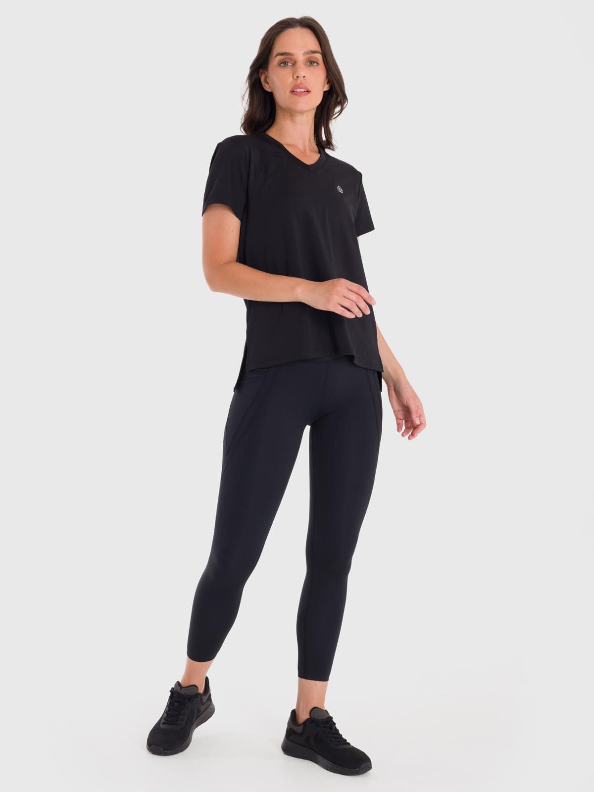 Polo Manga Corta Para Mujer V-Neck Negro Bsoul