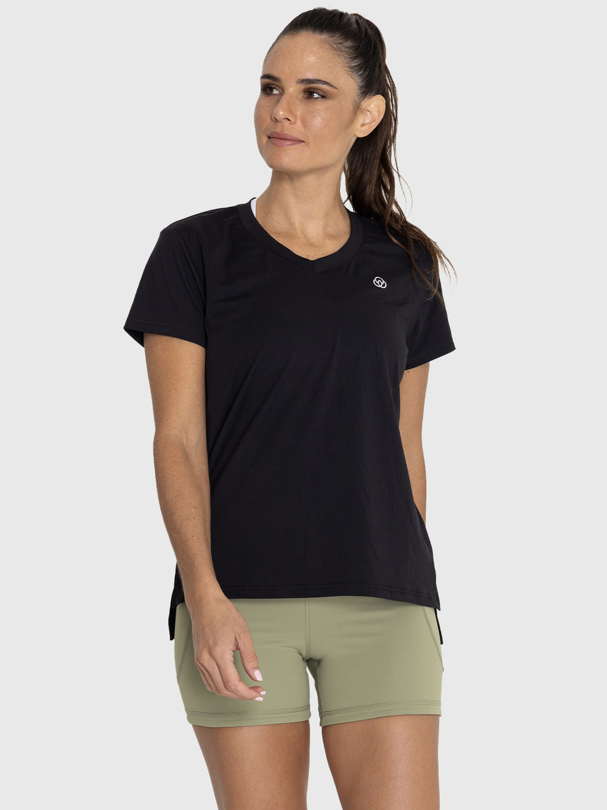 Polo Manga Corta Para Mujer V-Neck Negro Bsoul