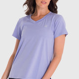 Polo Manga Corta Para Mujer V-Neck Morado Bsoul