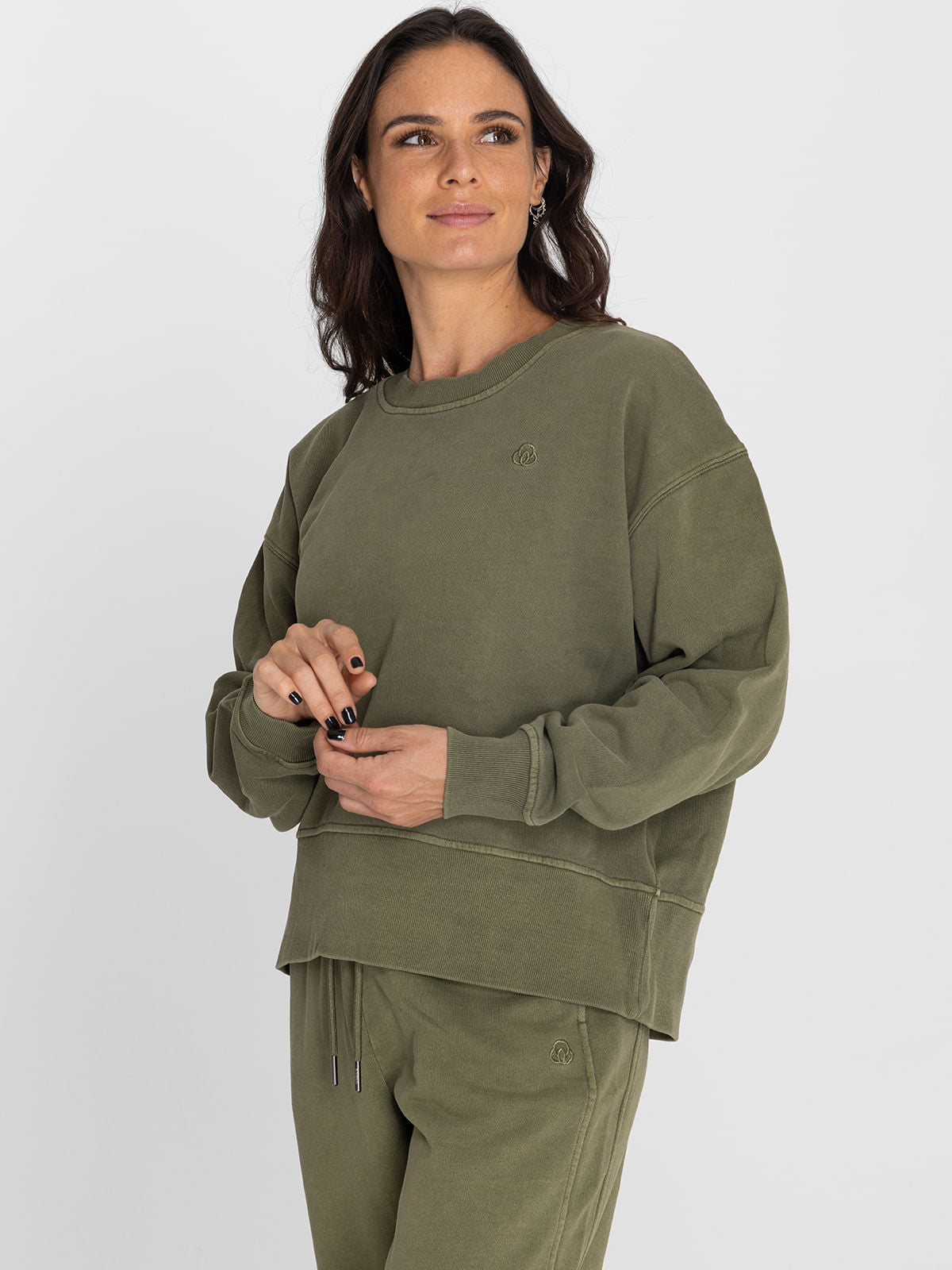 Polerón Para Mujer  Crew Neck Creta Verde Bsoul