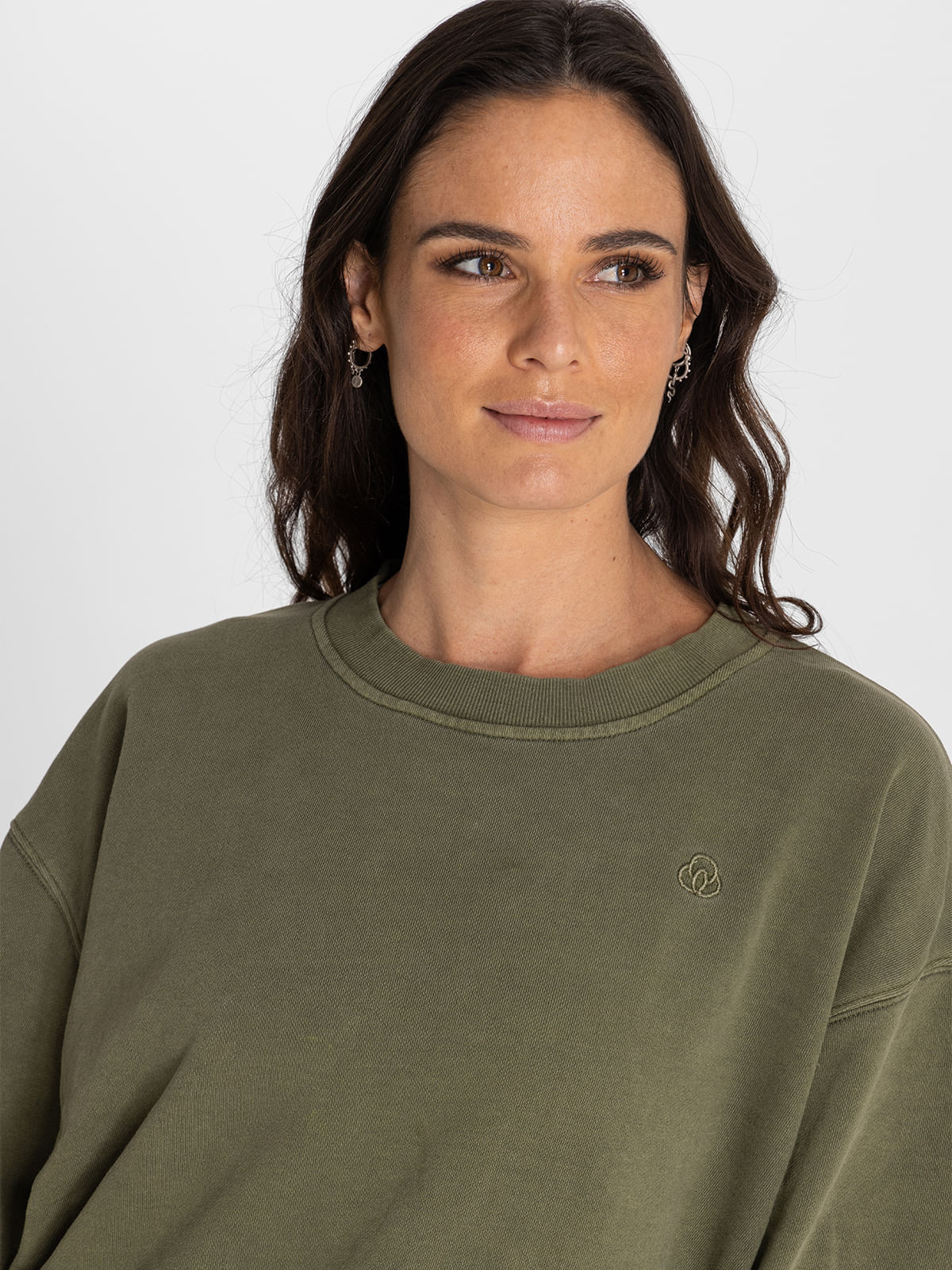 Polerón Para Mujer  Crew Neck Creta Verde Bsoul