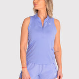 Polo Sin Mangas Para Mujer  Tank Half Zipper Morado Bsoul