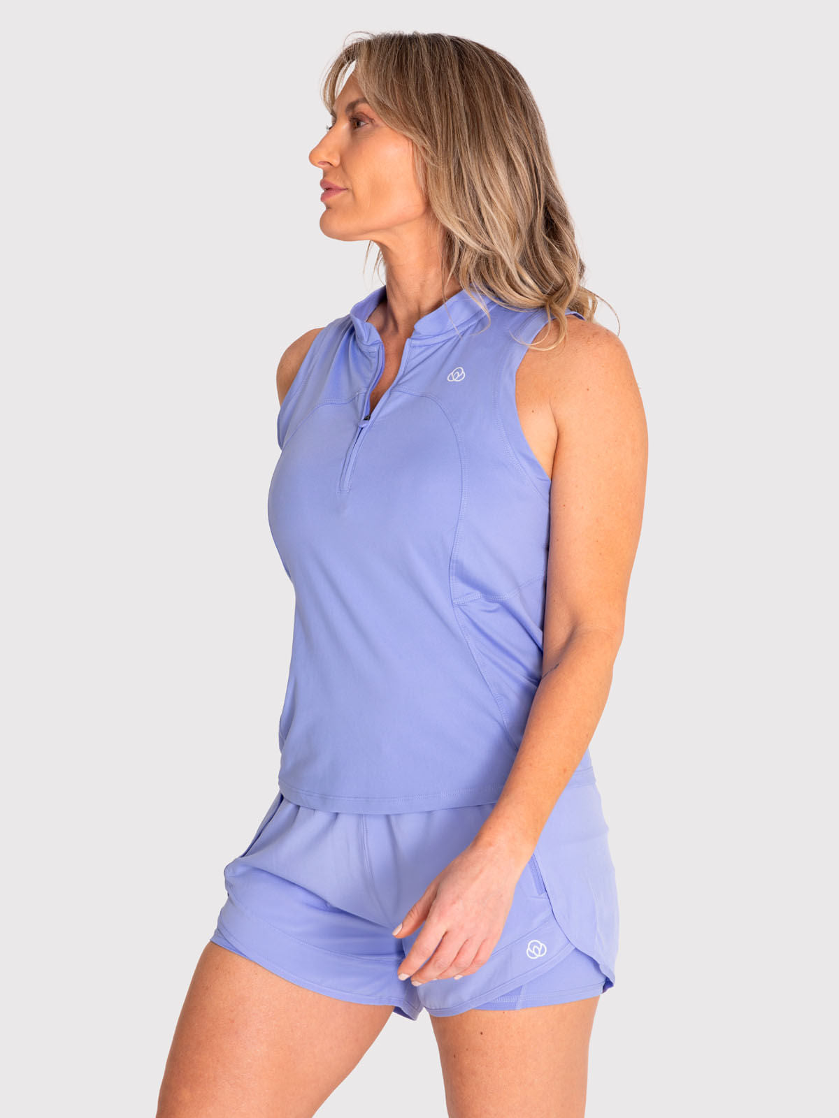 Polo Sin Mangas Para Mujer  Tank Half Zipper Morado Bsoul