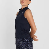 Polo Sin Manga Para Mujer  Tank Half Zipper Azul Bsoul