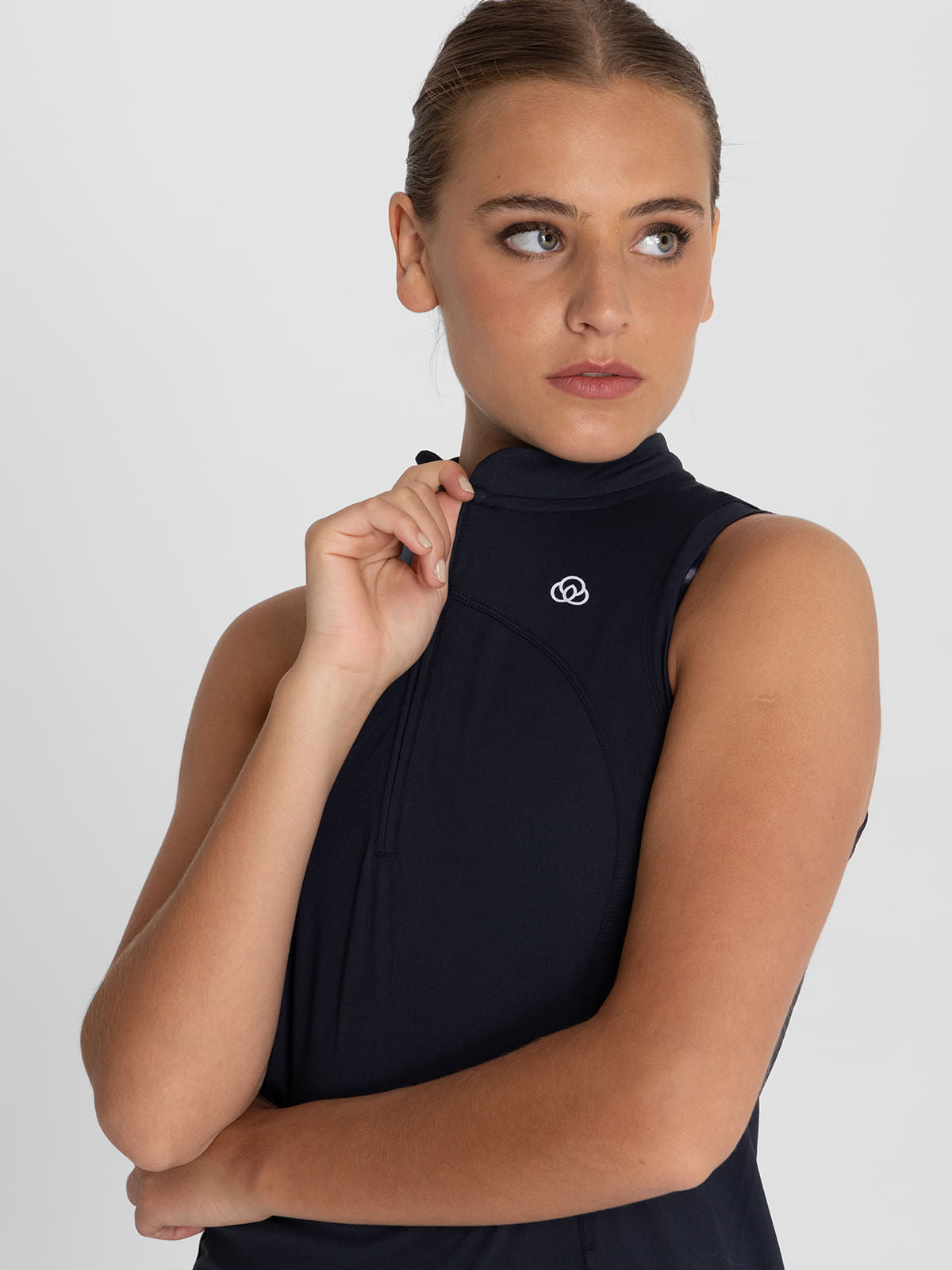 Polo Sin Manga Para Mujer  Tank Half Zipper Azul Bsoul