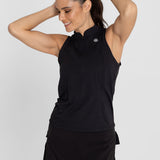 Polo Sin Manga Para Mujer  Tank Half Zipper Negro Bsoul