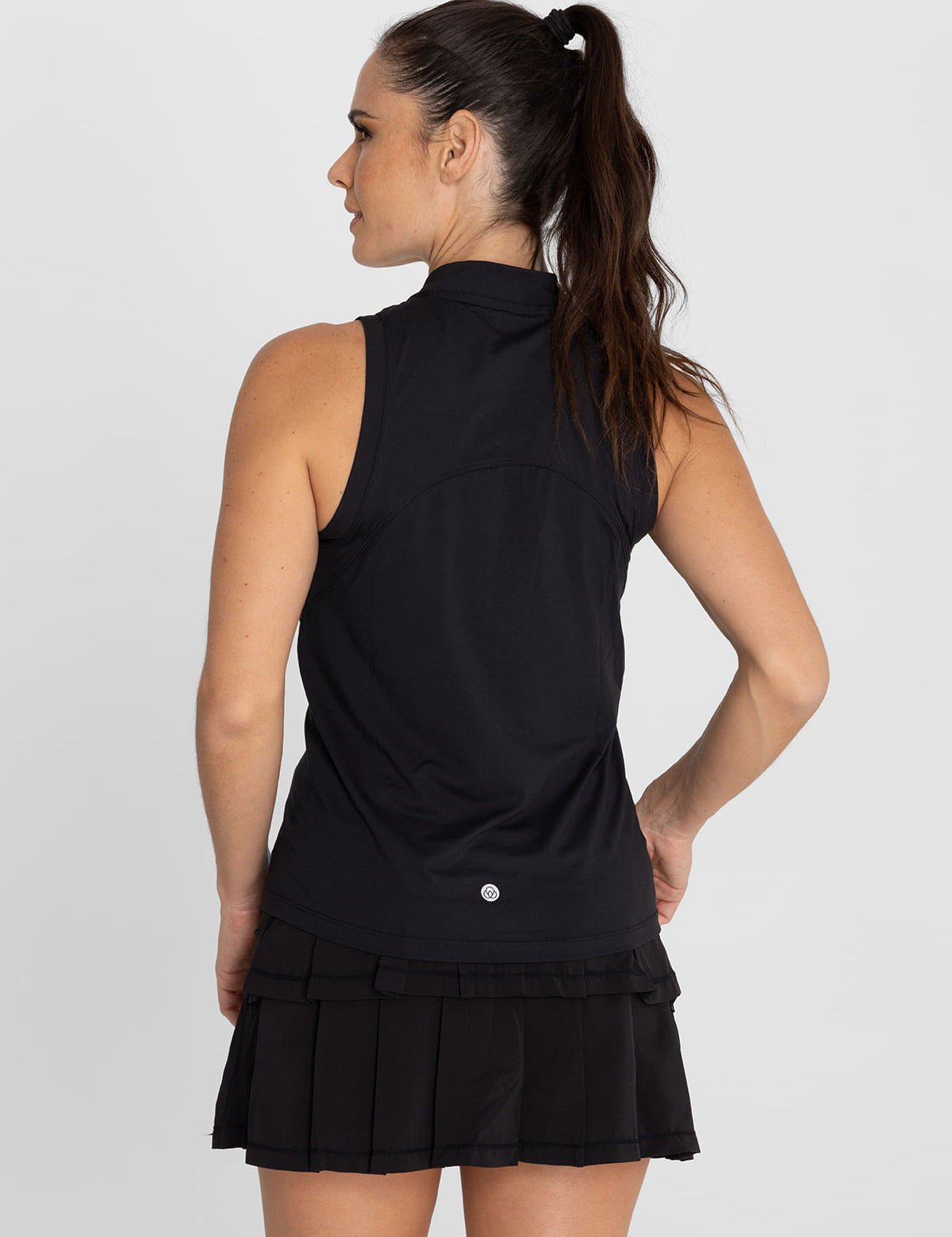 Polo Sin Manga Para Mujer  Tank Half Zipper Negro Bsoul