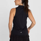 Polo Sin Manga Para Mujer  Tank Half Zipper Negro Bsoul