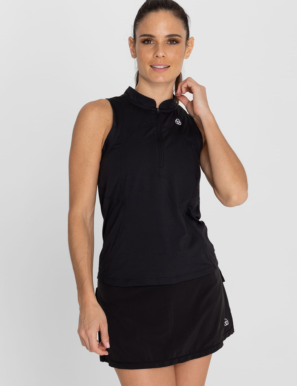 Polo Sin Manga Para Mujer  Tank Half Zipper Negro Bsoul
