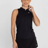 Polo Sin Manga Para Mujer  Tank Half Zipper Negro Bsoul