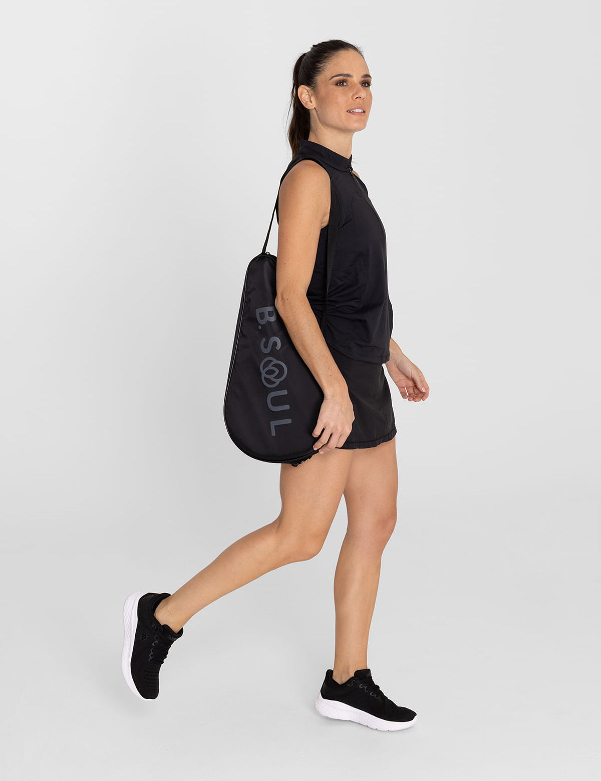 Polo Sin Manga Para Mujer  Tank Half Zipper Negro Bsoul