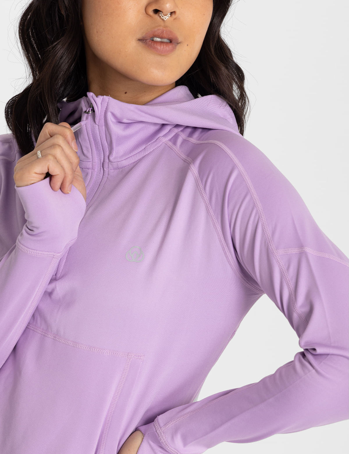 Hoodie Para Mujer  Half Zipper Morado Bsoul