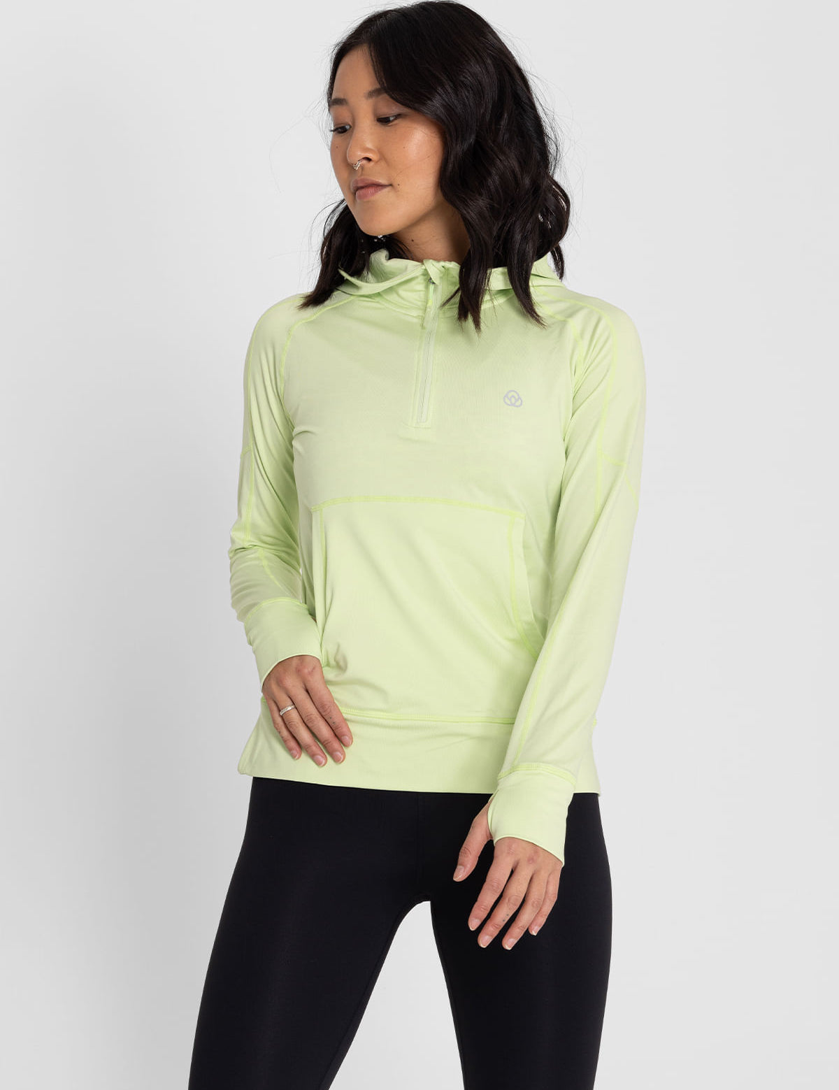 Hoodie Para Mujer  Half Zipper Verde Bsoul