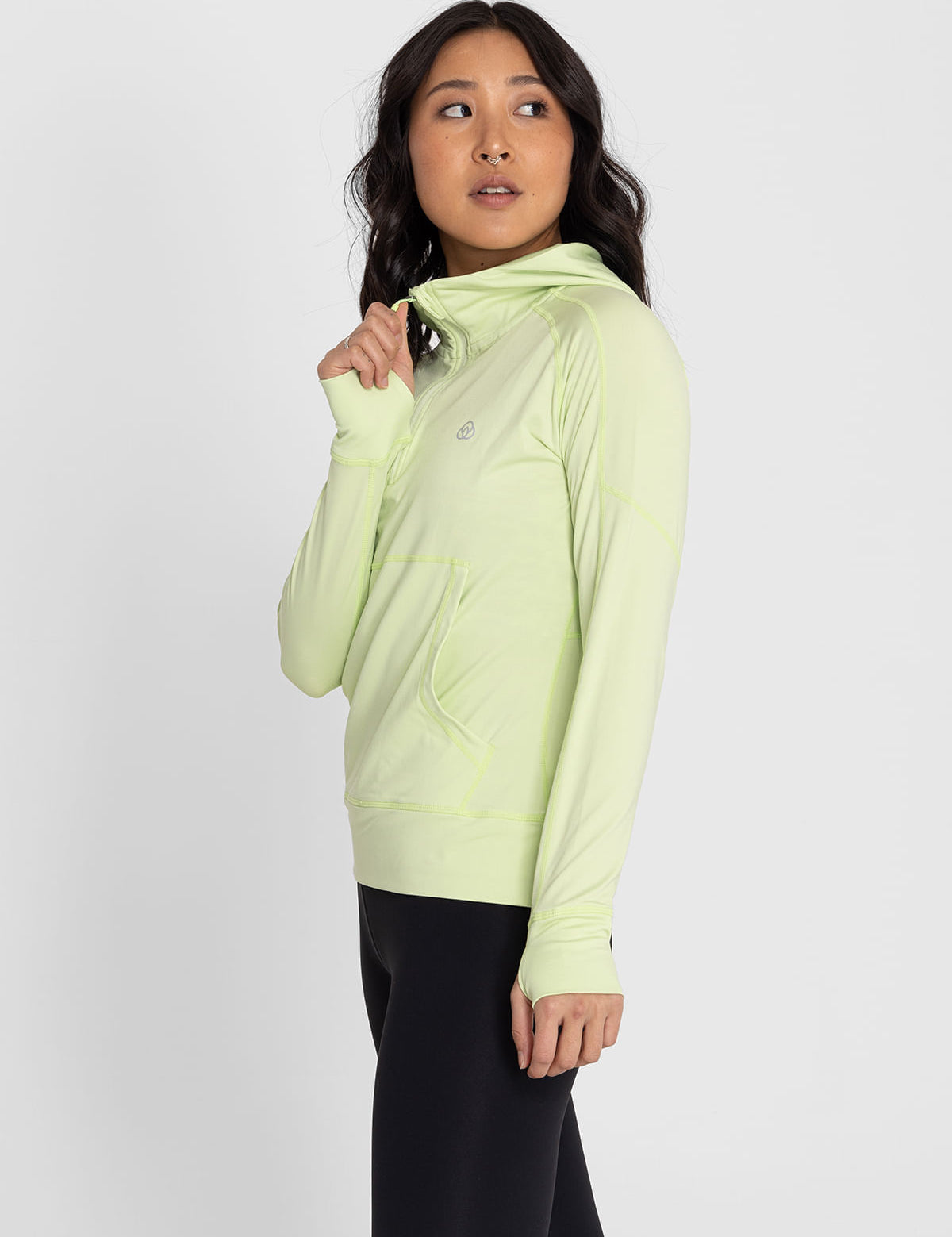 Hoodie Para Mujer  Half Zipper Verde Bsoul