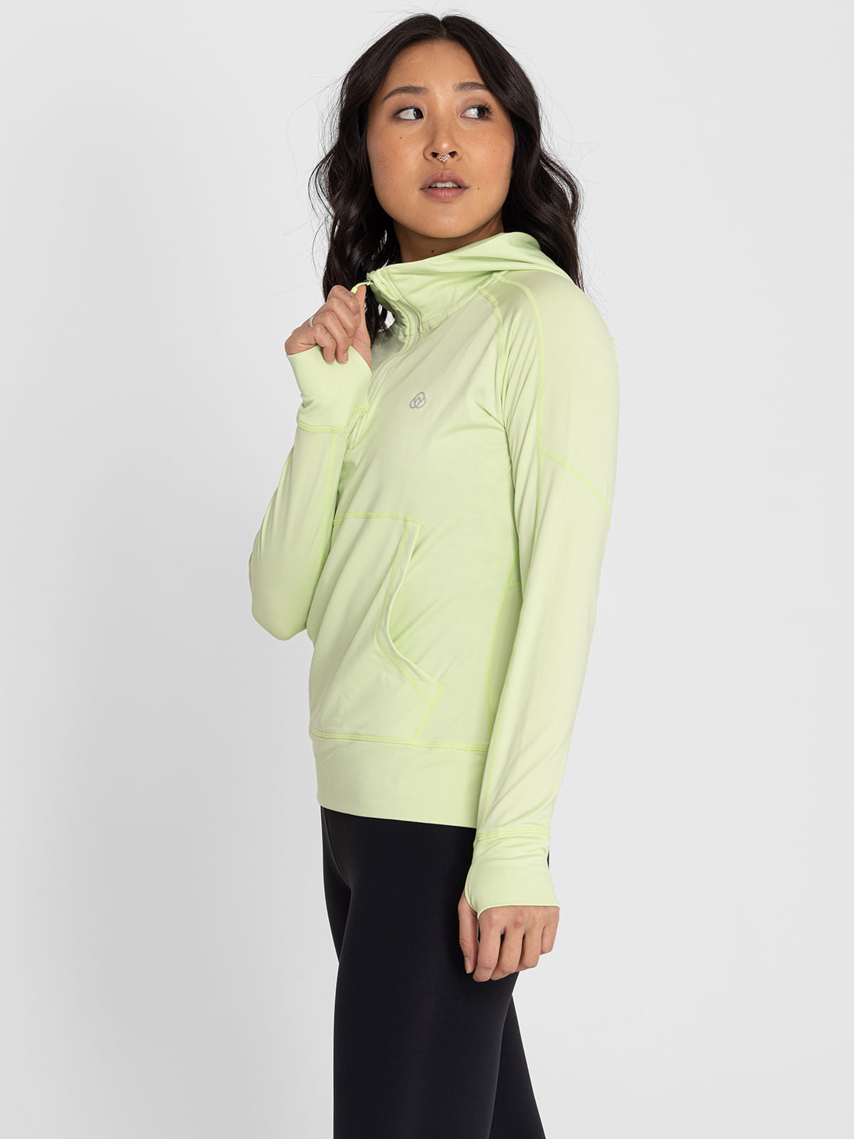Hoodie Para Mujer  Half Zipper Verde Bsoul