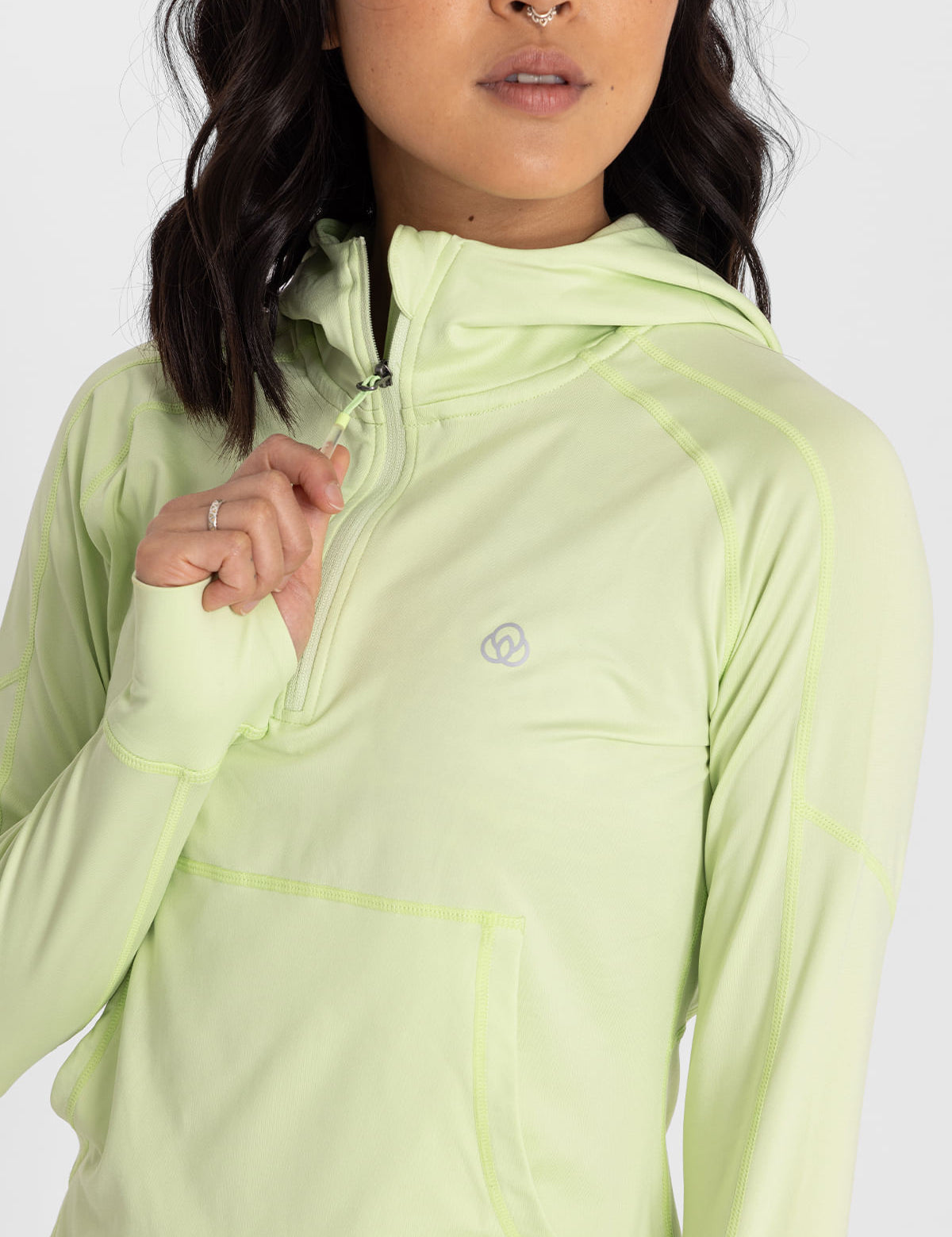 Hoodie Para Mujer  Half Zipper Verde Bsoul