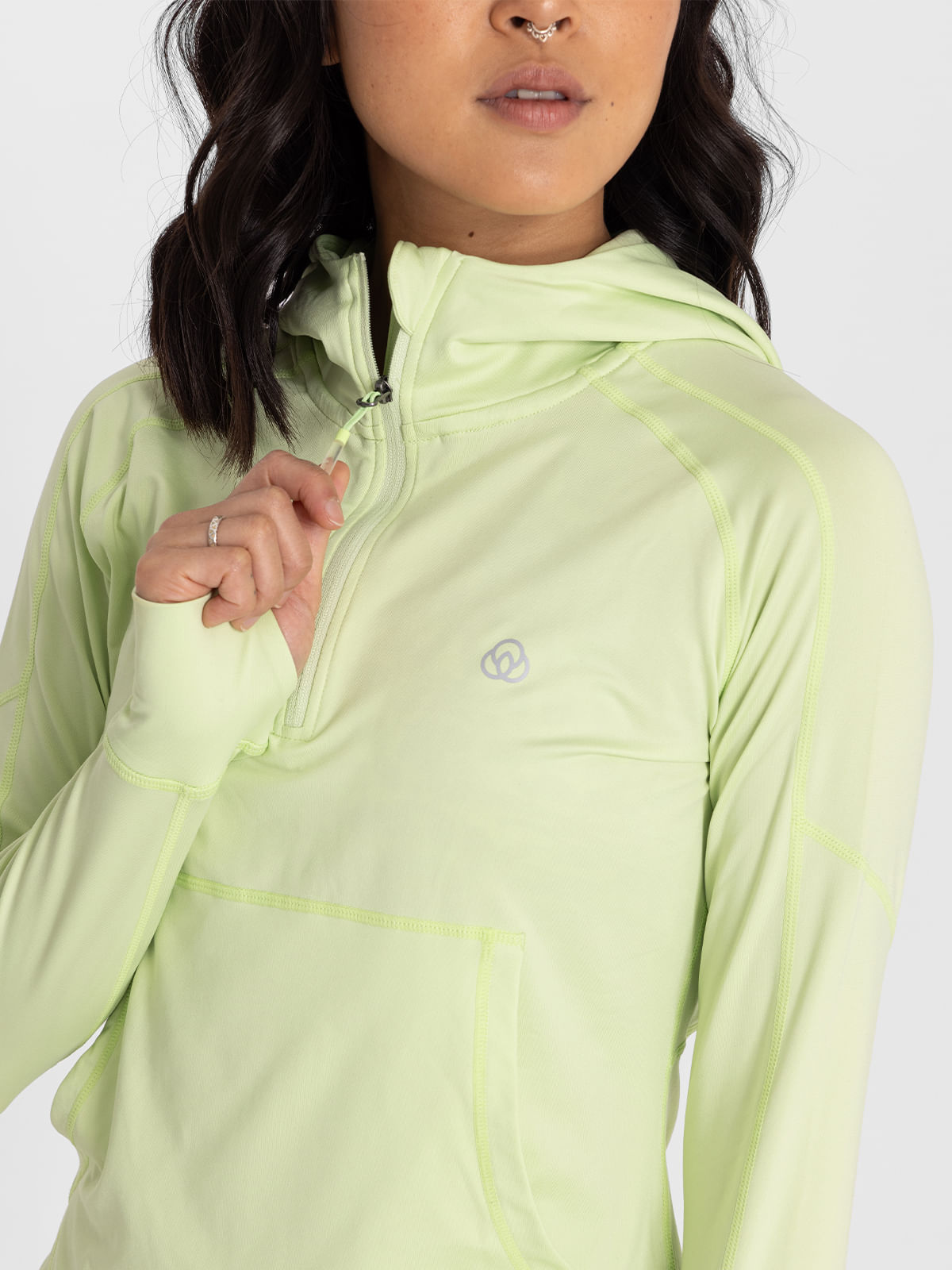 Hoodie Para Mujer  Half Zipper Verde Bsoul