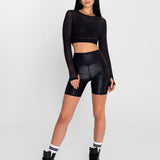 Polo Manga Larga Para Mujer  Crop Saintmalē Negro Bsoul