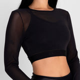 Polo Manga Larga Para Mujer  Crop Saintmalē Negro Bsoul