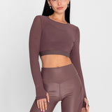 Polo Manga Larga Para Mujer  Crop Saintmalē Marrón Bsoul