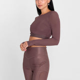 Polo Manga Larga Para Mujer  Crop Saintmalē Marrón Bsoul