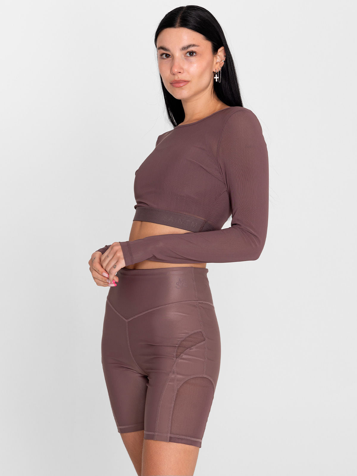 Polo Manga Larga Para Mujer  Crop Saintmalē Marrón Bsoul