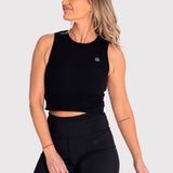 Polo Sin Mangas Para Mujer  Tank Rib Negro Bsoul