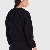 Polera Para Mujer Hoodie Zip Cargo Negro Bsoul