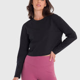Polo Manga Larga Para Mujer Cotton Negro Bsoul