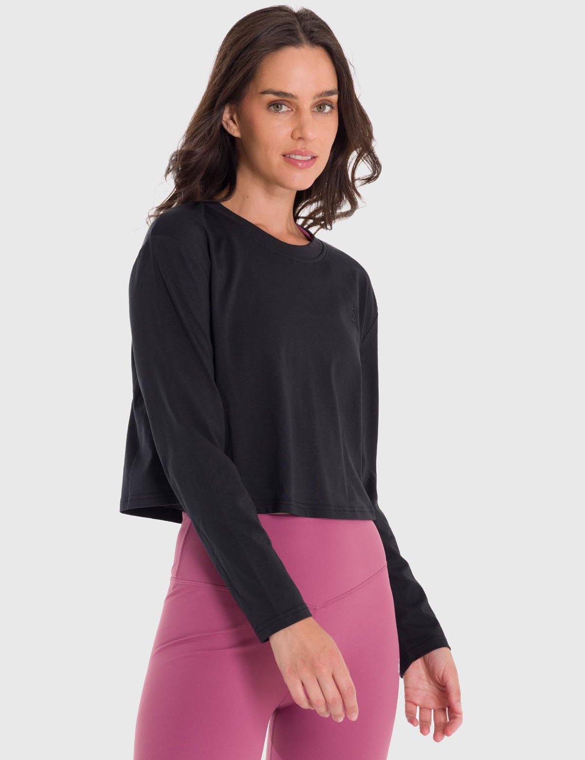 Polo Manga Larga Para Mujer Cotton Negro Bsoul