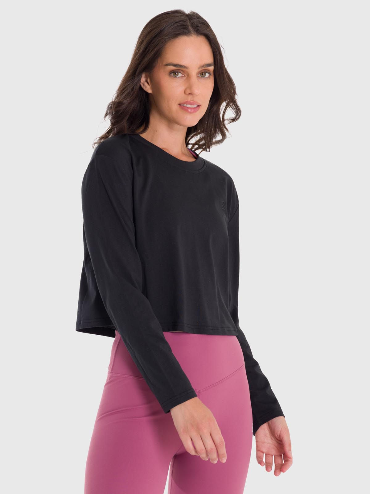 Polo Manga Larga Para Mujer Cotton Negro Bsoul