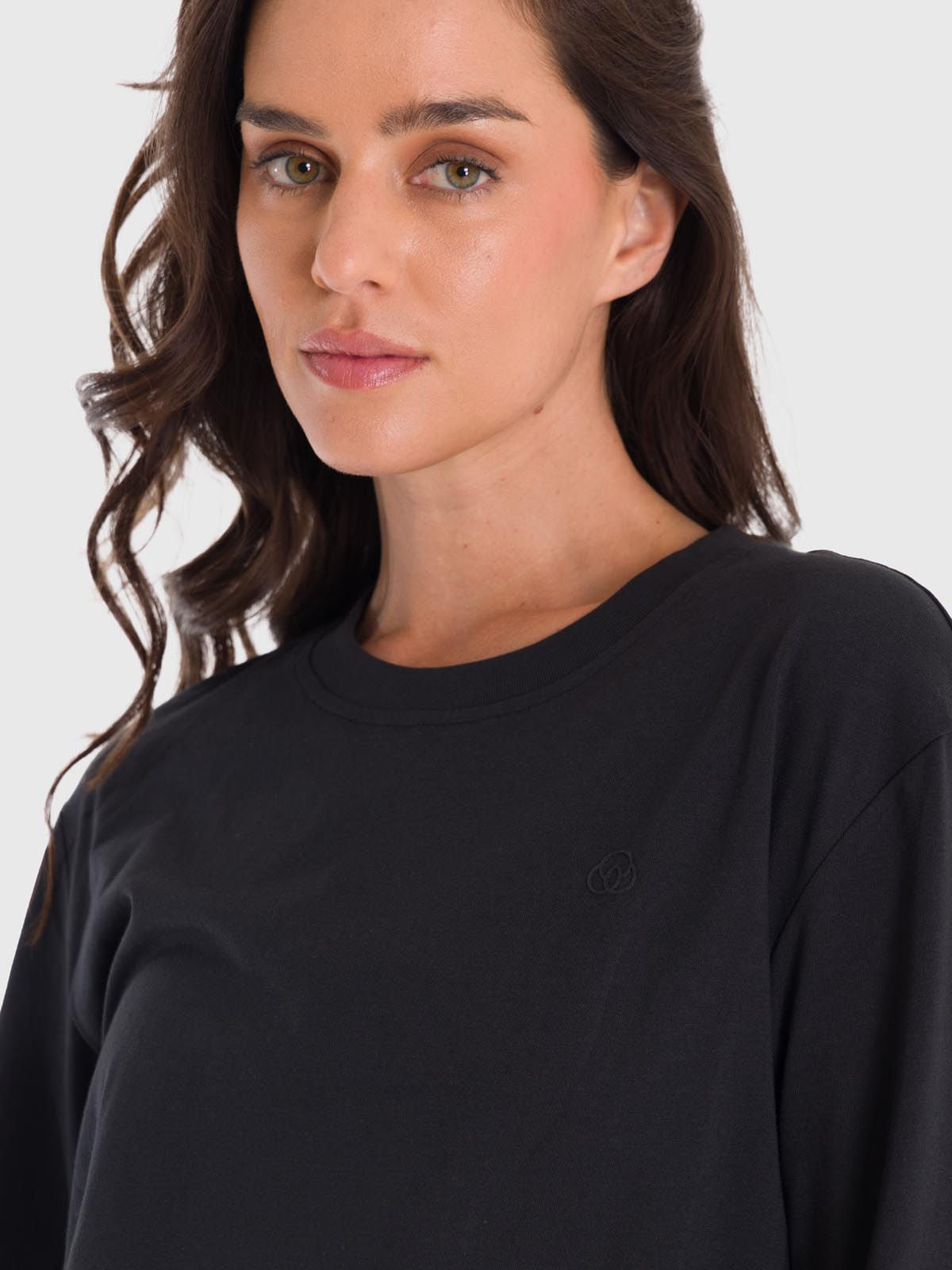 Polo Manga Larga Para Mujer Cotton Negro Bsoul