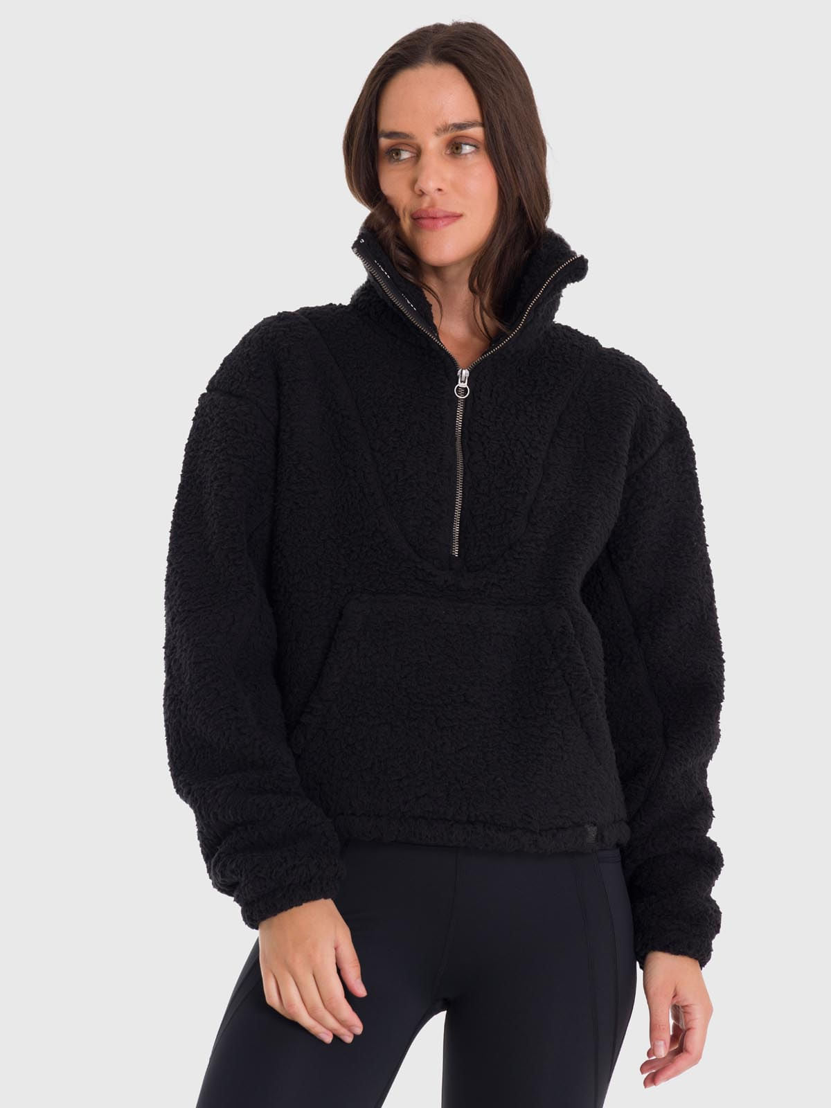 Polar Para Mujer Mid Zip Sherpa Negro Bsoul