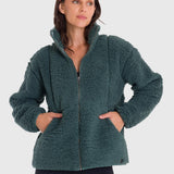 Polar Para Mujer Full Zip Sherpa Verde Bsoul