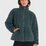 Polar Para Mujer Full Zip Sherpa Verde Bsoul